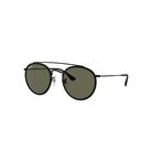 Ray-Ban Sunglasses Unisex Round Double Bridge - Black Frame Green Lenses Polarized 51-22