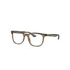 Ray-Ban Eyeglasses Unisex Rb5369 Optics - Striped Brown And Grey Frame Clear Lenses Polarized 52-18