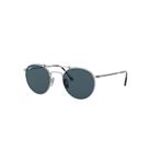 Ray-Ban Sunglasses Unisex Round Double Bridge Titanium - Silver Frame Blue Lenses Polarized 50-21