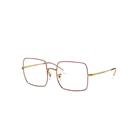 Ray-Ban Eyeglasses Woman Square 1971 Optics - Shiny Gold Frame Clear Lenses 51-19