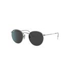 Ray-Ban Sunglasses Unisex Round Titanium - Silver Frame Black Lenses Polarized 50-21