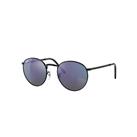 Ray-Ban Sunglasses Unisex New Round - Black Frame Blue Lenses 50-21