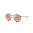 Ray-Ban Sunglasses Unisex Round Double Bridge - Gold Frame Pink Lenses 51-22