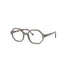 Ray-Ban Eyeglasses Woman Britt Optics - Striped Green Havana Frame Clear Lenses Polarized 54-20