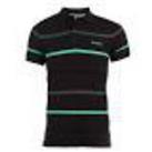 Reebok mens polo shirt Dark Brown with grey and green stripes small REDUCED
