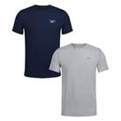 Reebok Mens 2 Pack Sports T-Shirt Simon Regular Fit Cotton Blend Soft Feel Top - XS, S, M, L Regular