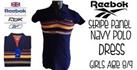 Reebok Girls Stripe Panel Navy Polo Dress Age 8/9 New With Tags