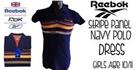 Reebok Girls Stripe Panel Navy Polo Dress Age 10/11 New With Tags