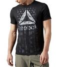 Mens Reebok Americana Graphic T Shirt TEE Black Speedwick NEW - BK5292 - Small