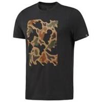 New Reebok GS Mens Cotton Camo crew T-Shirt Sz XS to 2XL Black top gym sport - M Standard - lightly shaped to the body