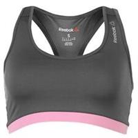 Reebok Sports Bra Ladies Womens Crossback Top GREY / PINK SIZE UK 8 - 10 S - S Regular