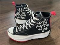 CONVERSE Keith Haring Mens Hi Top Trainers, Black/White/Red - Size 10