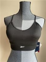Reebok Women's Black Crop Top Sports Bra UK Size M 12-14 BNWT - M Regular