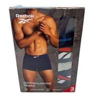 Reebok Cotton Elastane Trunks Pants Blue / Grey X3 Pack Mens Size UK XL New - XL Regular