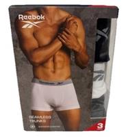 Reebok Seamless Trunks Boxers X3 Pack Mens Size Small Black White Grey New - S Regular