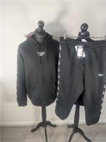 Reebok Tracksuit Hoodie Trousers 3/4 Length Calf Trousers Black New Mens Medium