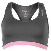 Reebok Sports Bra Ladies Women's Cross back Top SIZE UK 8 - 10 GREY / PINK - S Regular