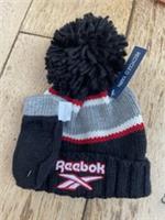 Reebok knitted Baby Bobble Hat mittens Set 6 to 12 months new with most tags!