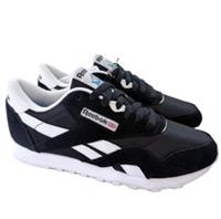 Reebok Classic Nylon Womens Trainers Black White Size UK 5 New