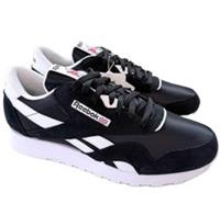 Reebok Classic Nylon Mens Trainers Black / White Size UK 9.5 New