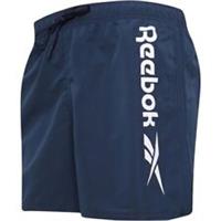 Mens Reebok Navy Logo Above Knee Mesh Lined Beach Swim Shorts - M Regular