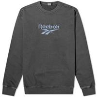 REEBOK CL Premium Vector Logo Crew Neck Black Marl Sweatshirt Men's BNWT