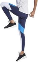 Reebok Lux 2.0 Mid Rise Women's Training Tights Blue Gym Workout Size L BNWT - L Regular