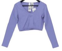 REEBOK Women's Top Purple Nylon Stretching Cropped Long Sleeve BNWT - L Regular