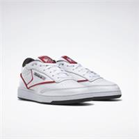 REEBOK Unisex Club C Mid II White Red Leather Trainers Lace Up BNWT