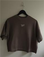 Reebok CL Waffle Crop Tee Track Grey T-Shirt Womens Size Large L BNWT