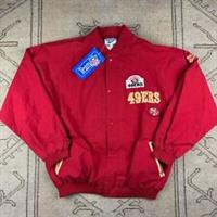 Vintage Reebok San Francisco 49ers Team NFL Red Coach Bomber Jacket Size Medium - M Regular