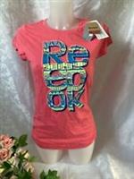 Reebok Athletic Slim Fit Women Pink T-Shirt Size S Short Sleeve Crew Neck New! - S Regular