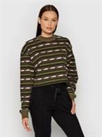 REEBOK Women's Army Green CL Camp Stripe Crew Sweater RRP £40 - M Regular