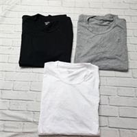 Reebok Men's Santo Shirt 3 Pack Black White Grey Marl Size L Casual Short Sleeve - L Regular