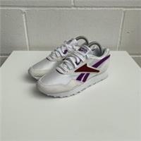 Reebok Classic Nylon Trainers In White / Purple Ladies Size UK 5 Brand New
