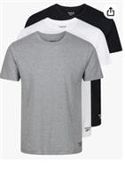 Reebok Mens 3 Pack Crew Neck Tee T-Shirt Black White Grey Large NEW rrp £35 - L Regular