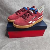 Reebok Club C Revenge Girls Suede Trainers Burgundy Blue Gum Tennis Shoes UK 4.5