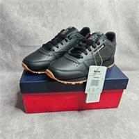 Reebok Classic Leather Women Trainers UK 3.5 Black Grey Gum Sole Running Shoes