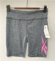 Reebok Girls Cycling Shorts Age 13-14 Grey Pink Logo Sports Gym NEW Tags