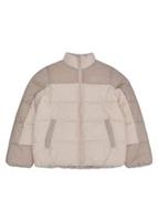 Reebok Womens Puffer Jacket Reversible Puffer Jacket Oatmeal Taupe Beige