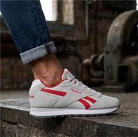 Mens Reebok Classic Trainers All Sizes Glide Grey Red Suede & Nylon Retro RGGR01