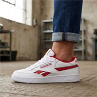 Mens Reebok Classic Club C Trainers Leather Size 9 White Red RRP &pound;75 Retro