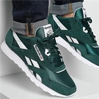 Mens Reebok Classic Suede & Nylon Trainers Size 11 Green Leather Retro
