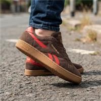 Mens Reebok Classic Club C Trainers Suede Leather Size 8 Brown Red RRP &pound;89 Retro