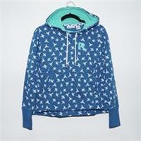 Reebok Classic Blue Print Hoodie XS BNWT Womens Pullover Casual Sweatshirt - XS Regular
