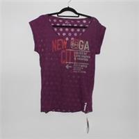 Reebok Womens Purple Graphic V Neck T-Shirt UK 12-14 M BNWT Casual Tee - 12 Regular