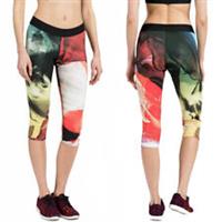 New Reebok Cropped Leggings Womens Acid Fade Graphic Capri Tight Gym Yoga XS XXS - As Shown Regular