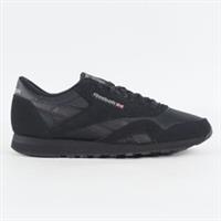 Mens Reebok CL NYLON GY7930 Black Leather Lace Up Casual Sports Walking Trainers