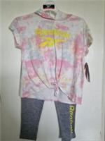 Reebok Grey Leggings With Hooded Tie Dye Tshirt 2pc Set Girls Age 13-14