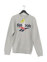 Reebok Men's Hoodie S Grey Graphic Cotton with Elastane Pullover New with tags